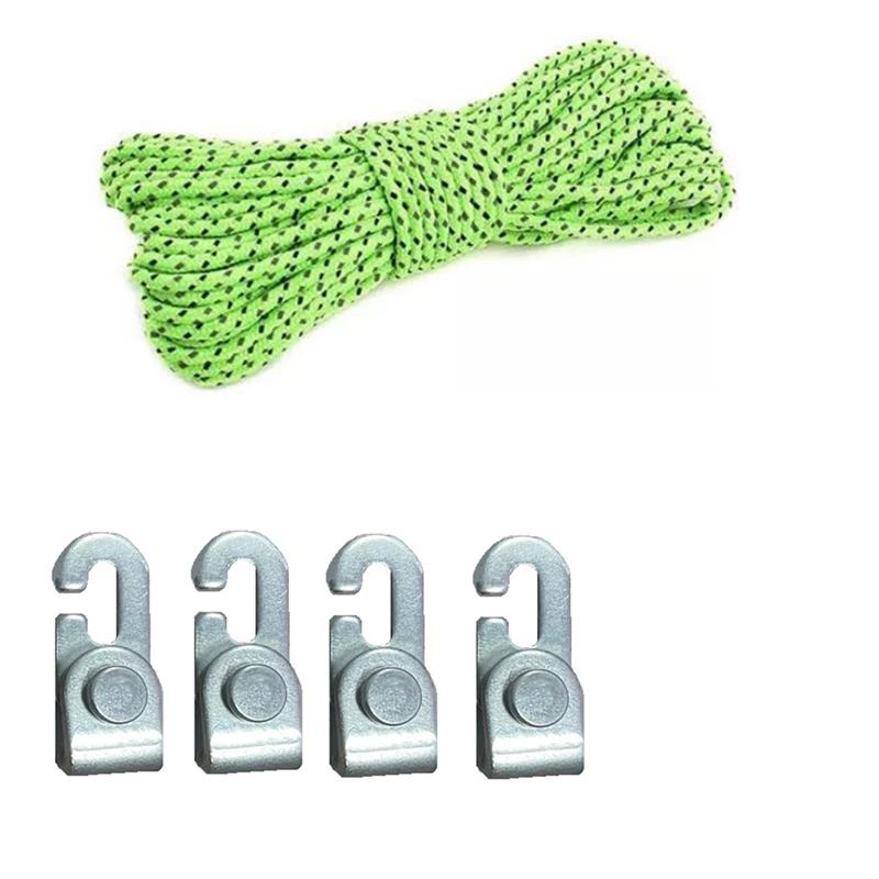 Automatic Lock Hook Self-Locking Free Knot Easy Tighten Rope Kit for Camping Tent Accessories 4Pcs Hooks5M Rope Clim